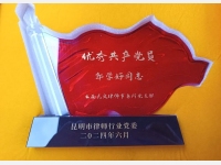 云南民定律师事务所党支部副书记郭学好荣获“昆明市律师行业优秀共产党员”称号